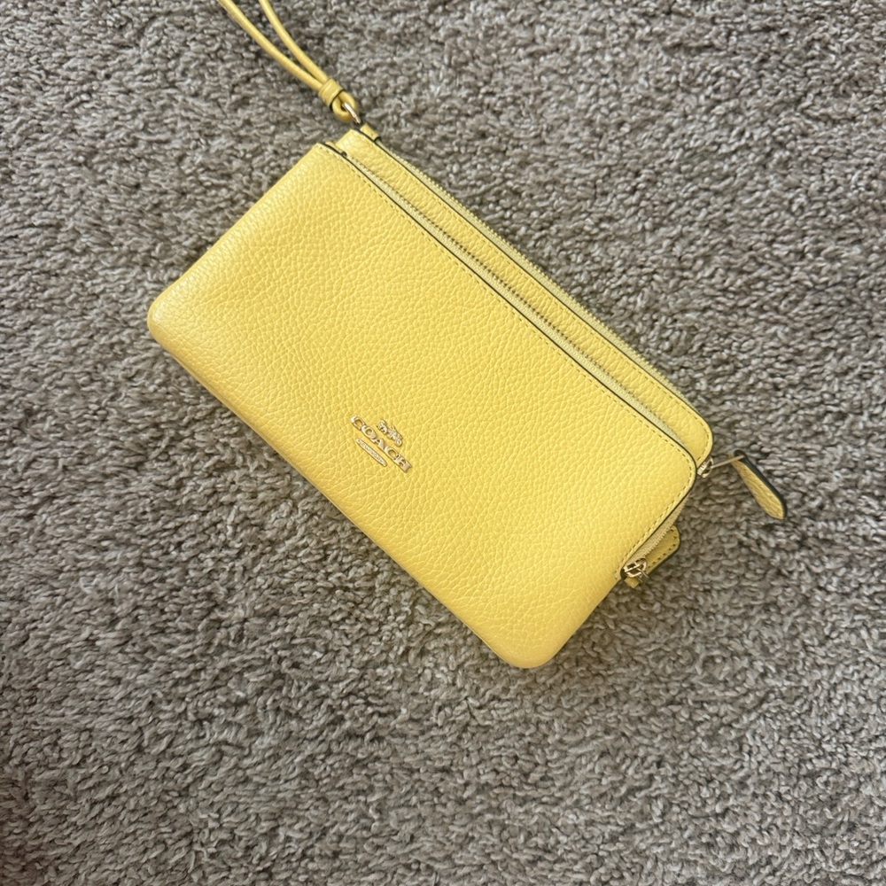 Coach Butter Yellow Kayce Satchel Bag + Coach Double Zip Matching Wallet - Picture 11 of 12